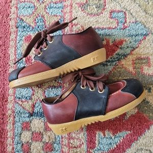 RARE VINTAGE 80s E.T. BUSTER BROWN SHOES NAVY BLUE AND BURGUNDY